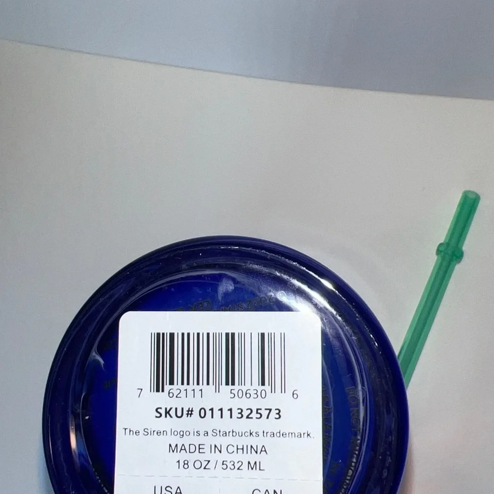 Starbucks 2022 Summer Blue Swirl Recycled Glass Cold Tumbler 18oz NWT